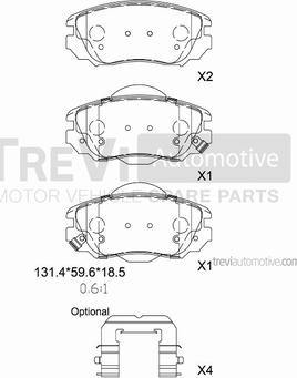 Trevi Automotive PF1418 - Bremžu uzliku kompl., Disku bremzes ps1.lv