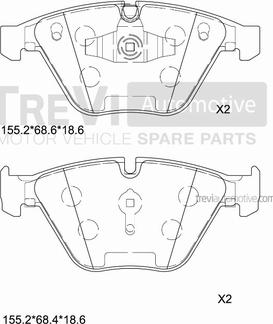 Trevi Automotive PF1413 - Bremžu uzliku kompl., Disku bremzes ps1.lv