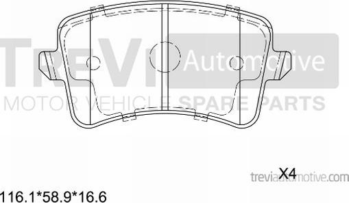 Trevi Automotive PF1412 - Bremžu uzliku kompl., Disku bremzes ps1.lv