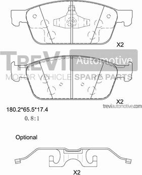 Trevi Automotive PF1482 - Bremžu uzliku kompl., Disku bremzes ps1.lv