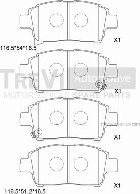 Trevi Automotive PF1431 - Bremžu uzliku kompl., Disku bremzes ps1.lv