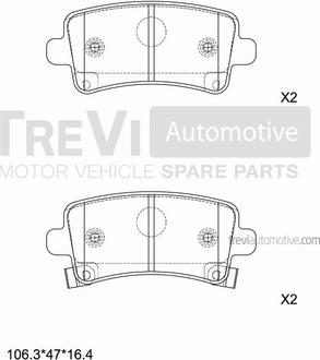 Trevi Automotive PF1438 - Bremžu uzliku kompl., Disku bremzes ps1.lv