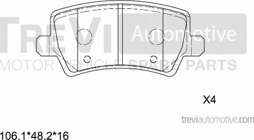 Trevi Automotive PF1432 - Bremžu uzliku kompl., Disku bremzes ps1.lv