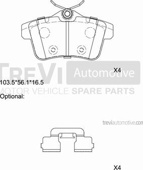 Trevi Automotive PF1424 - Bremžu uzliku kompl., Disku bremzes ps1.lv