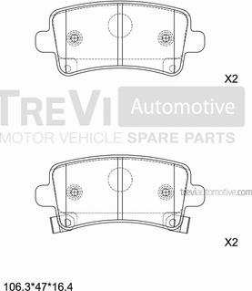 Trevi Automotive PF1420 - Bremžu uzliku kompl., Disku bremzes ps1.lv