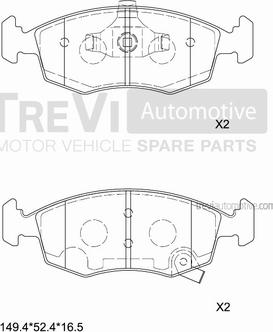 Trevi Automotive PF1477 - Bremžu uzliku kompl., Disku bremzes ps1.lv