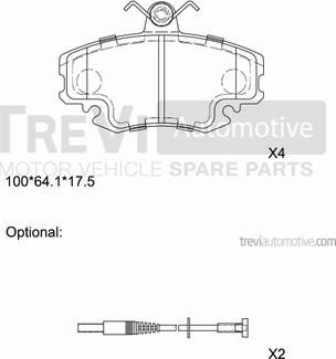 Trevi Automotive PF1590 - Bremžu uzliku kompl., Disku bremzes ps1.lv