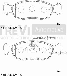 Trevi Automotive PF1598 - Bremžu uzliku kompl., Disku bremzes ps1.lv