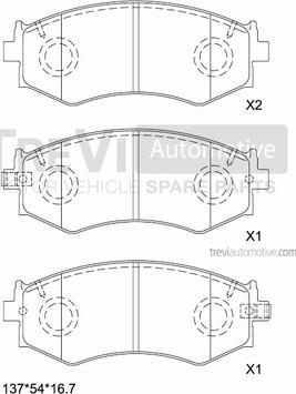 Trevi Automotive PF1554 - Bremžu uzliku kompl., Disku bremzes ps1.lv