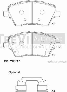 Trevi Automotive PF1501 - Bremžu uzliku kompl., Disku bremzes ps1.lv