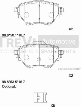 Trevi Automotive PF1511 - Bremžu uzliku kompl., Disku bremzes ps1.lv