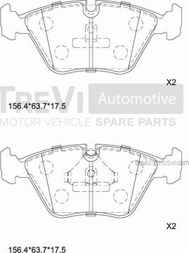 Trevi Automotive PF1580 - Bremžu uzliku kompl., Disku bremzes ps1.lv