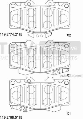 Trevi Automotive PF1582 - Bremžu uzliku kompl., Disku bremzes ps1.lv