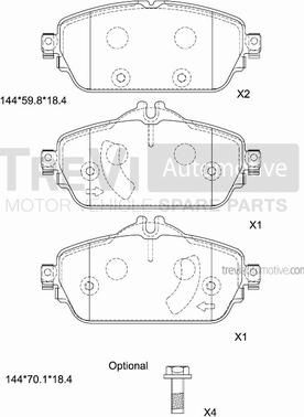 Trevi Automotive PF1534 - Bremžu uzliku kompl., Disku bremzes ps1.lv