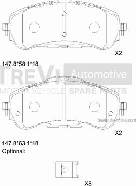 Trevi Automotive PF1520 - Bremžu uzliku kompl., Disku bremzes ps1.lv