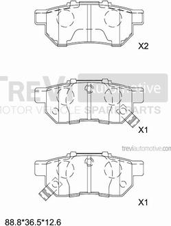 Trevi Automotive PF1579 - Bremžu uzliku kompl., Disku bremzes ps1.lv