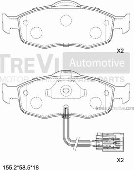 Trevi Automotive PF1576 - Bremžu uzliku kompl., Disku bremzes ps1.lv