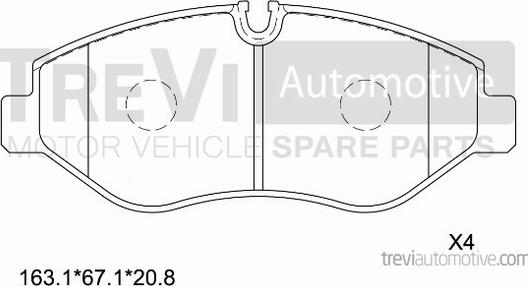 Trevi Automotive PF1644 - Bremžu uzliku kompl., Disku bremzes ps1.lv