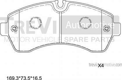 Trevi Automotive PF1643 - Bremžu uzliku kompl., Disku bremzes ps1.lv