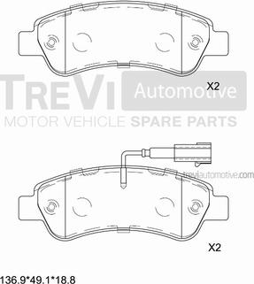 Trevi Automotive PF1651 - Bremžu uzliku kompl., Disku bremzes ps1.lv