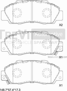 Trevi Automotive PF1604 - Bremžu uzliku kompl., Disku bremzes ps1.lv