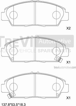 Trevi Automotive PF1603 - Bremžu uzliku kompl., Disku bremzes ps1.lv