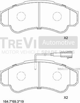 Trevi Automotive PF1629 - Bremžu uzliku kompl., Disku bremzes ps1.lv