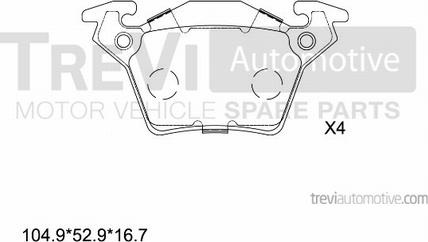 Trevi Automotive PF1620 - Bremžu uzliku kompl., Disku bremzes ps1.lv