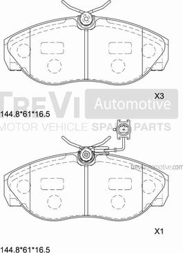 Trevi Automotive PF1679 - Bremžu uzliku kompl., Disku bremzes ps1.lv