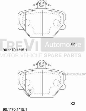 Trevi Automotive PF1043 - Bremžu uzliku kompl., Disku bremzes ps1.lv