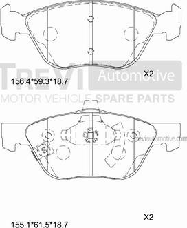 Trevi Automotive PF1054 - Bremžu uzliku kompl., Disku bremzes ps1.lv