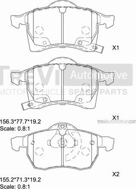 Trevi Automotive PF1053 - Bremžu uzliku kompl., Disku bremzes ps1.lv