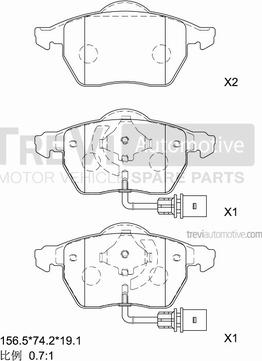 Trevi Automotive PF1065 - Bremžu uzliku kompl., Disku bremzes ps1.lv