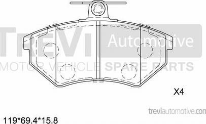 Trevi Automotive PF1060 - Bremžu uzliku kompl., Disku bremzes ps1.lv