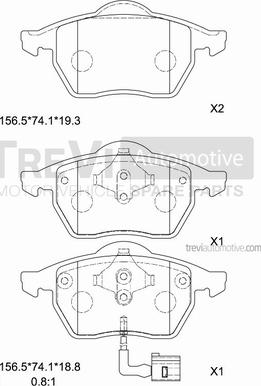 Trevi Automotive PF1014 - Bremžu uzliku kompl., Disku bremzes ps1.lv