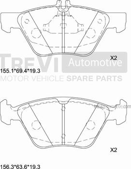 Trevi Automotive PF1011 - Bremžu uzliku kompl., Disku bremzes ps1.lv