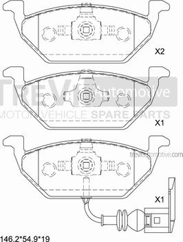 Trevi Automotive PF1085 - Bremžu uzliku kompl., Disku bremzes ps1.lv