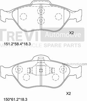 Trevi Automotive PF1083 - Bremžu uzliku kompl., Disku bremzes ps1.lv