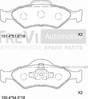 Trevi Automotive PF1082 - Bremžu uzliku kompl., Disku bremzes ps1.lv