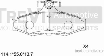 Trevi Automotive PF1070 - Bremžu uzliku kompl., Disku bremzes ps1.lv