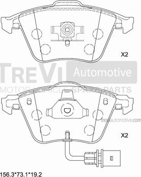 Trevi Automotive PF1199 - Bremžu uzliku kompl., Disku bremzes ps1.lv