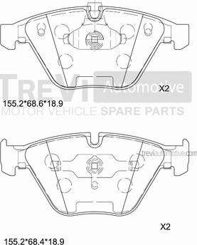 Trevi Automotive PF1198 - Bremžu uzliku kompl., Disku bremzes ps1.lv