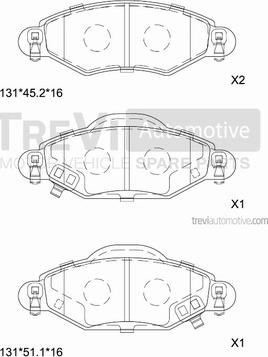 Trevi Automotive PF1143 - Bremžu uzliku kompl., Disku bremzes ps1.lv