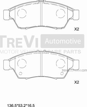 Trevi Automotive PF1155 - Bremžu uzliku kompl., Disku bremzes ps1.lv