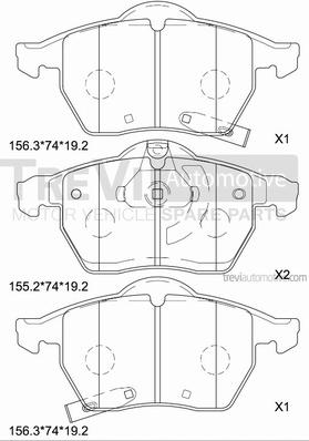 Trevi Automotive PF1156 - Bremžu uzliku kompl., Disku bremzes ps1.lv