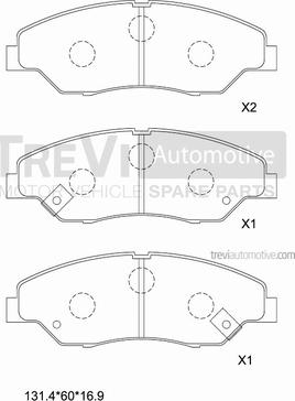 Trevi Automotive PF1157 - Bremžu uzliku kompl., Disku bremzes ps1.lv