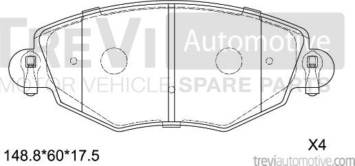 Trevi Automotive PF1101 - Bremžu uzliku kompl., Disku bremzes ps1.lv