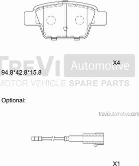 Trevi Automotive PF1119 - Bremžu uzliku kompl., Disku bremzes ps1.lv