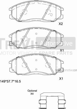 Trevi Automotive PF1188 - Bremžu uzliku kompl., Disku bremzes ps1.lv