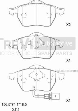 Trevi Automotive PF1133 - Bremžu uzliku kompl., Disku bremzes ps1.lv